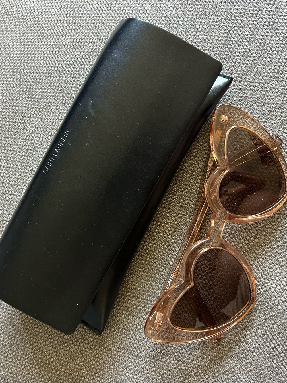 Saint Laurent Crystal Blush Cat-Eye Sunglasses with Brown Lenses